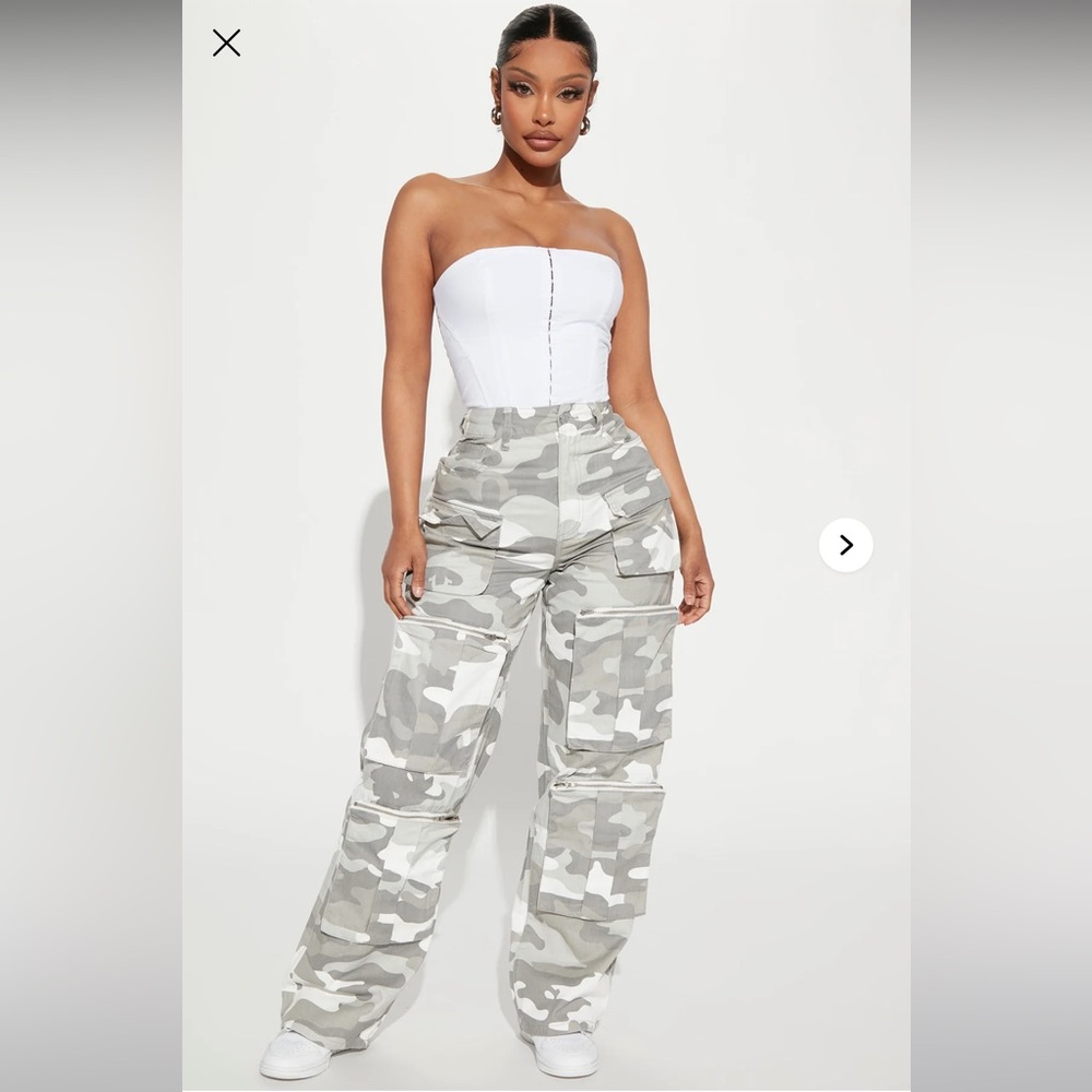Fashion Nova Gray Camouflage Cargo Pants